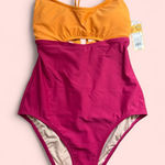 Kona Sol  Pink and Orange One Piece Racerback Swimsuit Photo 0