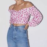 ZARA Ruched Floral Crop Top Photo 4