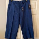 CHAPS  Cropper Trouser Pants size 14 color blue linen pants inseam 23” Photo 0