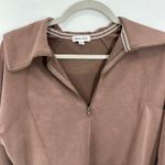 Urban Social Womens Brown Pullover Sweatshirt Collar 1/2 Zip Small Gym Lounge Photo 2