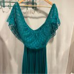 Vintage 70’s aquamarine lace top pleated maxi boho magical mermaid dress Blue Photo 13