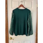 Indigo Rose Blouse Sheer Sleeve Gold Square Accents Top Green 2X Photo 10