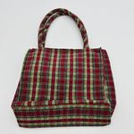 Longaberger  2009 Tote Snowflake/Holiday Plaid Fabric 9" x 9.5" Double Handle Photo 3