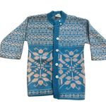 Vintage Medium Pure‎ Vermont Lambswool Blend Cardigan Sweater Floral Pattern Blue Photo 0