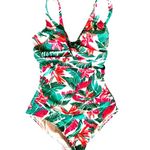 Kona Sol Swimsuit Large 12 14 Tropical Floral One Piece Tummy Control Cruise Photo 0