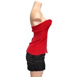 With Jean WITH JÉAN Belle Crushed Velvet Strapless Top, Red, XS Photo 7