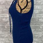 Free People  Emmy Lou Navy Blue Lace Up Tank Top Photo 2