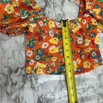 ZARA  Orange Floral Crop Top Short Bubble Puff Sleeve shirt smocked NWT medium Photo 6