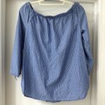 BeachLunchLounge Blue & White Seersucker Off-Shoulder Relaxed Blouse, Size L Photo 9
