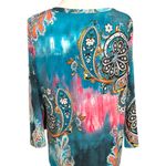 Simply Obsessed Paisley Print Teal and Pink Women's Top Blue Size L Photo 4