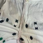 ZARA  Embroidered Linen Blend Pants White Green Aztec Design Pocket Blogger Fav S Photo 11