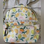 Vibrant Citrus Pattern Women's Faux Leather Backpack from Parfois (Euro brand) Orange Photo 3