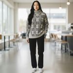 Melrose and Market Gray Black Plaid Mock Turtleneck Sweater Knit Cotton Blend XS Photo 9