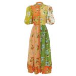 ALEMAIS Hotel Lamu Spliced Floral Shirt Midi Dress Size US 6 AU 10 Photo 12