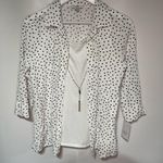 Croft & Barrow  Polka-dot  Button-Up W/Built-in Cami and necklace NWT Petite SML Photo 11
