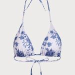 Berlook Floral Halter Triangle Bikini Top ONLY 68 Blue Size L Photo 5