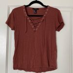 Forever 21  Burnt Red/Orange Vneck Shirt Size Small Photo 3
