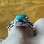 Natural Blue Moon Turquoise Sterling Silver Snake Ring Size 7 Photo 1