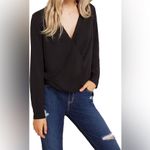 BCBGeneration  Women's Black Long Sleeve Surplice Top Size Medium Blouse Party Photo 3