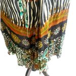 Forbidden Safari Print Dress Midi Size Medium Studded Neckline Tan Black Hippie Brown Photo 7