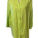 kim rogers  large women’s ondina lime green 100% linen button down 3/4 sleeve Photo 0