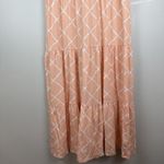 Lands' End Womens Tiered Maxi Dress Large Peach Sleeveless Window Pane Summer Photo 4