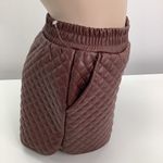 Jolie & Joy Faux Leather Shorts Hot Pants Padded Quilted Elastic Waist New Brown Size M Photo 3