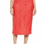 Halogen  Womens Red Bittersweet Floral Lace Overlay Pencil Skirt Size 2 Photo 0