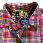 Reversible Floral Plaid Vintage Sleeveless Vest Button Up Womens Large XL Blue Photo 8