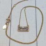 Loft Adorable Minimalist Pendant Necklace Gold Tone Chain Crystal Bar 16" - 18" Photo 5
