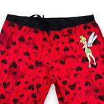 Disneys Tinker Bell Womens Pajama Lounge Pants Capris Red Black Heart Print 2X Photo 1