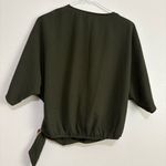 Wishlist Boutique Dark Green Wrap Blouse Loose Sleeves Size Small Loose Fit Photo 6