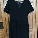 Karl Lagerfeld  Black Boucle Sheath Tweed Dress Flowers size 6 Photo 0