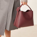 Mango  MNG burgundy matte leather buckle side handbag purse Photo 0