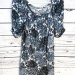 Soft Joie Puff Sleeved Shift Dress: Blue Floral Print Photo 0
