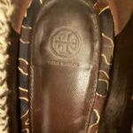 Tory Burch Cleo Tweed and Silk Bow High Heel Pump Brown Navy Leopard Size 7 Photo 7