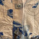 Multiples Soft Lightweight Button Up White Blue Floral Crinkle Shirt MP Photo 3