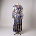 Anthropologie Hutch Tosha Multicolor Floral Tiered Maxi Dress Women's 4 Long Sleeve‎ V-Neck Photo 7