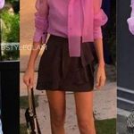 ZARA SEMI-SHEER ORGANZA BLOUSE TOP W/ BOW TIE PUFF SLEEVE PURPLE COLOR NEW Photo 0