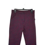 Umgee  Women's Pants‎ Flair Leg Button Plaid Trousers High-Rise Red/Black Small Photo 3