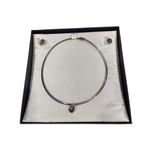 Silver necklace and studded earrings mystic quartz set never worn but tarnished Photo 0