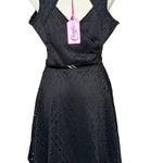 Candle's Black Laser Cut Scuba Skater Dress Open Back Tank Dress with Belt Sz 9 Photo 4