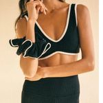 NWT Montce Binded Terry Rib Kim Variation Bikini Top Size Small Black Photo 0