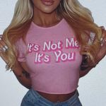 Pink “It’s Not Me It’s You” Crop Top, size S Photo 2