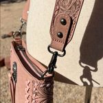 Montana West  | Dusty Rose Leather Crossbody Bucket Bag w/ Tooled Design Photo 14