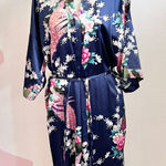 Oriental Village Silk Collection Blue Floral‎ Kimono Robe Silk Loungewear OS Size undefined Photo 0