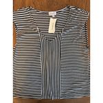 Evereve Laney Stripe Mix Tank Top Black White V Neck Cap Sleeves New With Tags L Photo 2