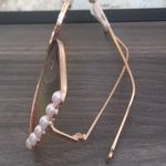 New Chic Fashion Cat Eye Pearl Bling Embellished Gradient Lend Sunglasses Gold Photo 7