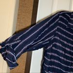 Dress Barn Navy Metallic Accent Striped Button Up Blouse 2X Photo 8