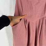 Halara Pink Waffle Knit Pleated Square Neck Adjustable Straps Wide Leg Jumpsuit Photo 9